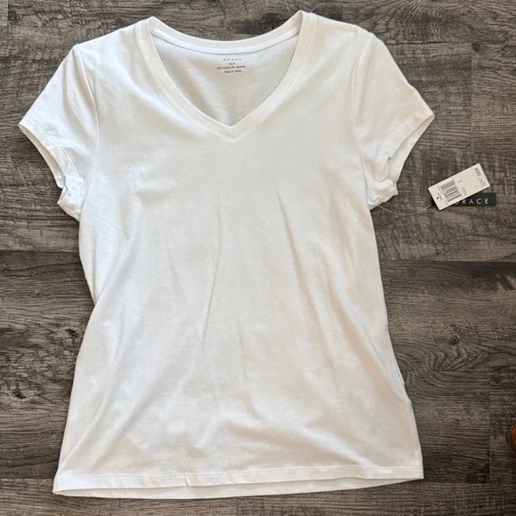 Grace Women's Classic White Short Sleeve Tee - Picture 3 of 9